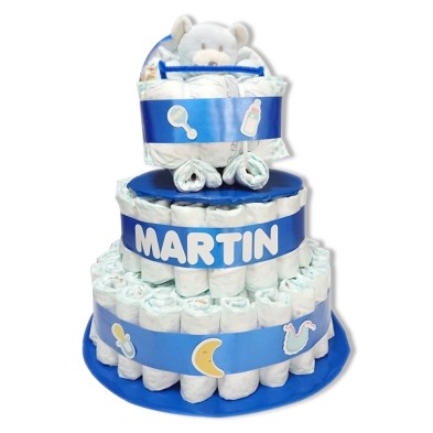 Tarta Cochecito AZUL doudou básico