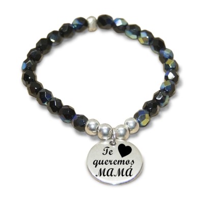 Pulsera cristal negro - TE QUEREMOS MAMÁ