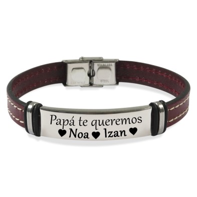 Pulsera cuero cosido - PAPÁ TE QUEREMOS