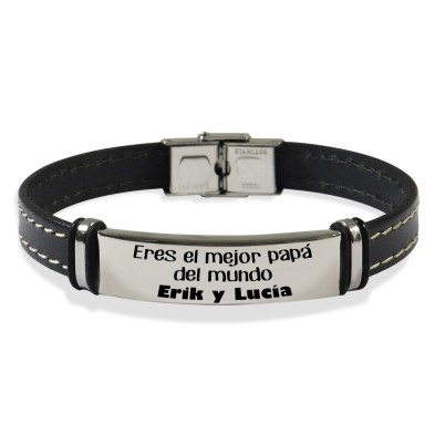 Pulsera cuero cosido - ERES EL MEJOR PAPÁ DEL MUNDO