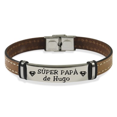 Pulsera cuero cosido - SÚPER PAPÁ DE