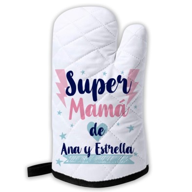 Delantal y manopla personalizada - SÚPER MAMÁ RAYOS