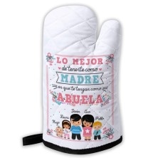 Delantal y manopla personalizada - LO MEJOR DE TENERTE - ABUELA Y NIÑOS