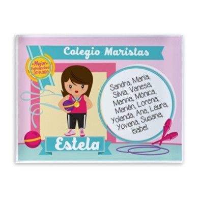 Bloque metacrilato personalizado entrenadora GIMNASIA