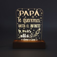 Lámpara led personalizada madera - HASTA EL INFINITO