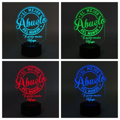 Lámpara led personalizada colores - EL MEJOR ABUELO DEL MUNDO