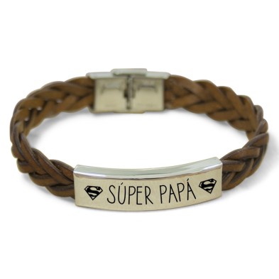 Pulsera CUERO MARRÓN TRENZADO - SUPERPAPÁ