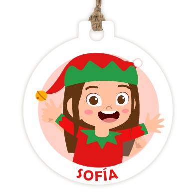 Bola de navidad METACRILATO - NIÑA Elfo