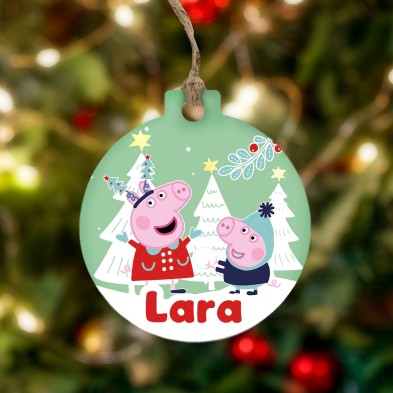 Bola de navidad METACRILATO - PEPPA Y GEORGE PIG