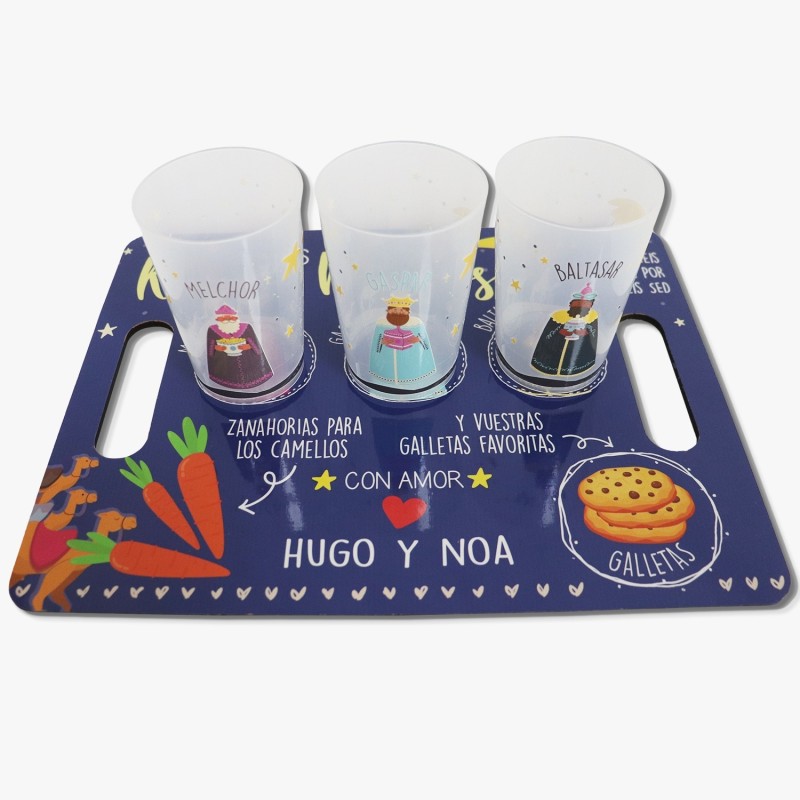 PACK Bandeja+Vasos REYES MAGOS MULTICOLOR