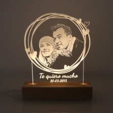 Lámpara LED personalizada madera - MARCO REDONDO