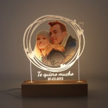 Lámpara LED personalizada con FOTO A COLOR - MARCO REDONDO