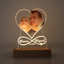 Lámpara LED personalizada con FOTO A COLOR - CORAZÓN E INFINITO