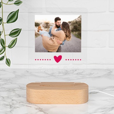 Lámpara LED personalizada con FOTO A COLOR - CORAZÓN ROJO