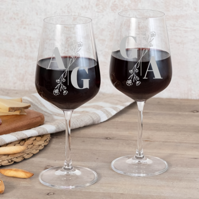 Pack 2 COPAS DE VINO personalizadas con estuche - INICIALES