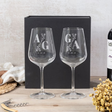 Pack 2 COPAS DE VINO personalizadas con estuche - INICIALES